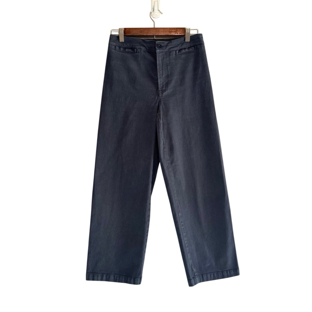 Madewell Emmett Wide Leg Crop Pants Blue High Rise Patch Pocket Boho Nautical 26